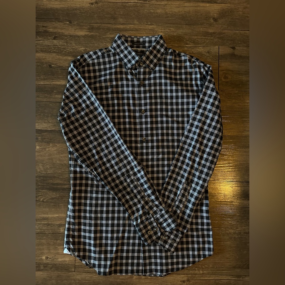 Banana Republic Black and White Casual Button Down Shirt Size S Grand Fit